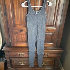 Zenana Outfitters Charcoal Ribbed Jumpsuit